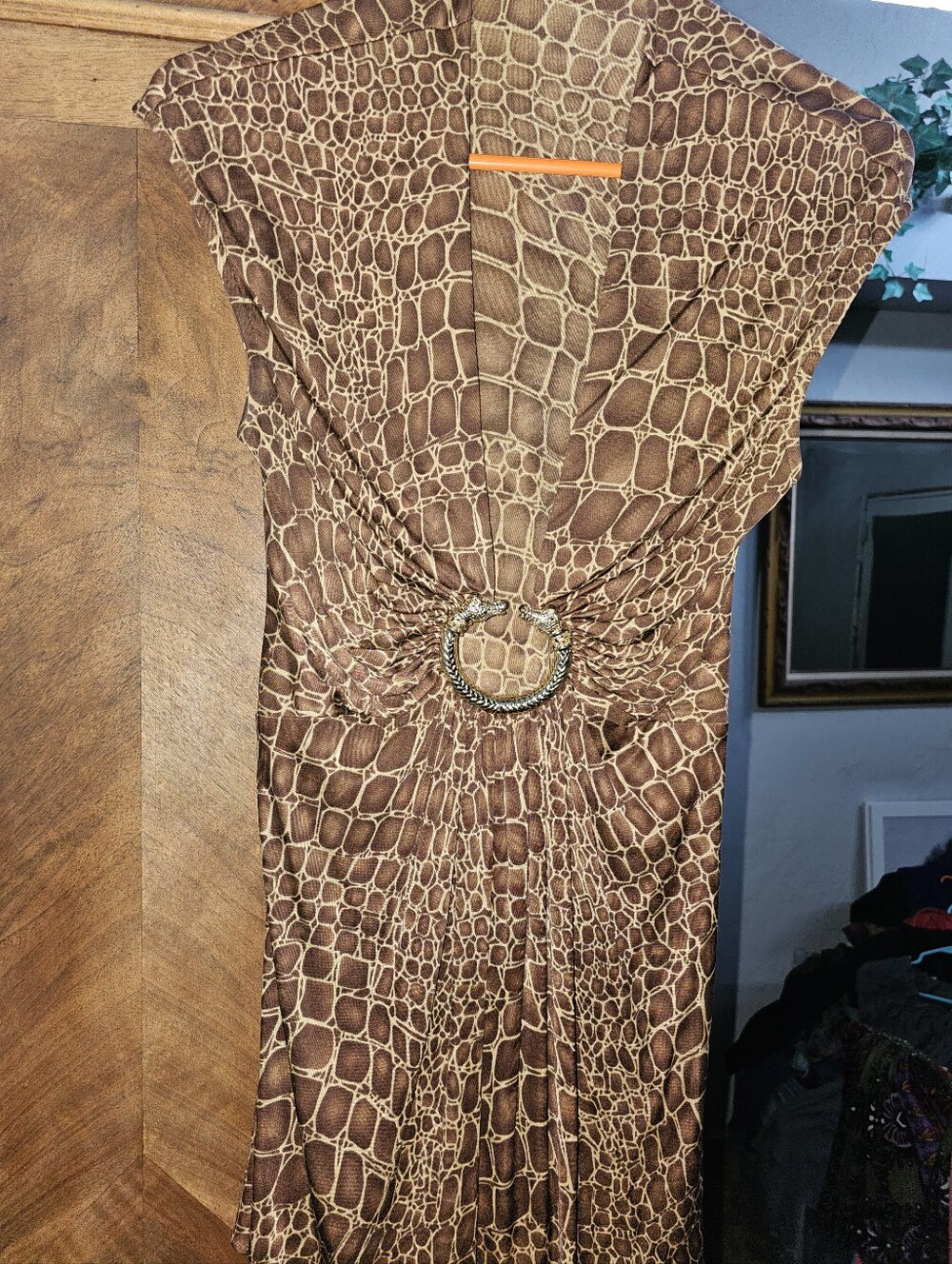 Sky Top Brown Croc-Print Women's Top (M) more SKY Tops Without tags For Less.